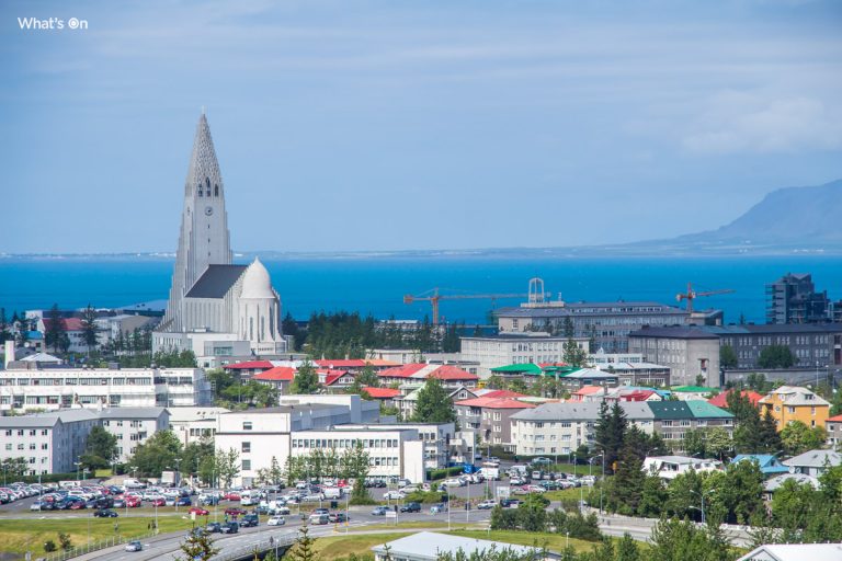 beautiful reykjavik city and hallgrimskirkja church