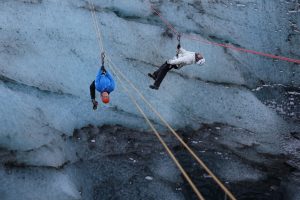 Zipline on a glacier Iceland