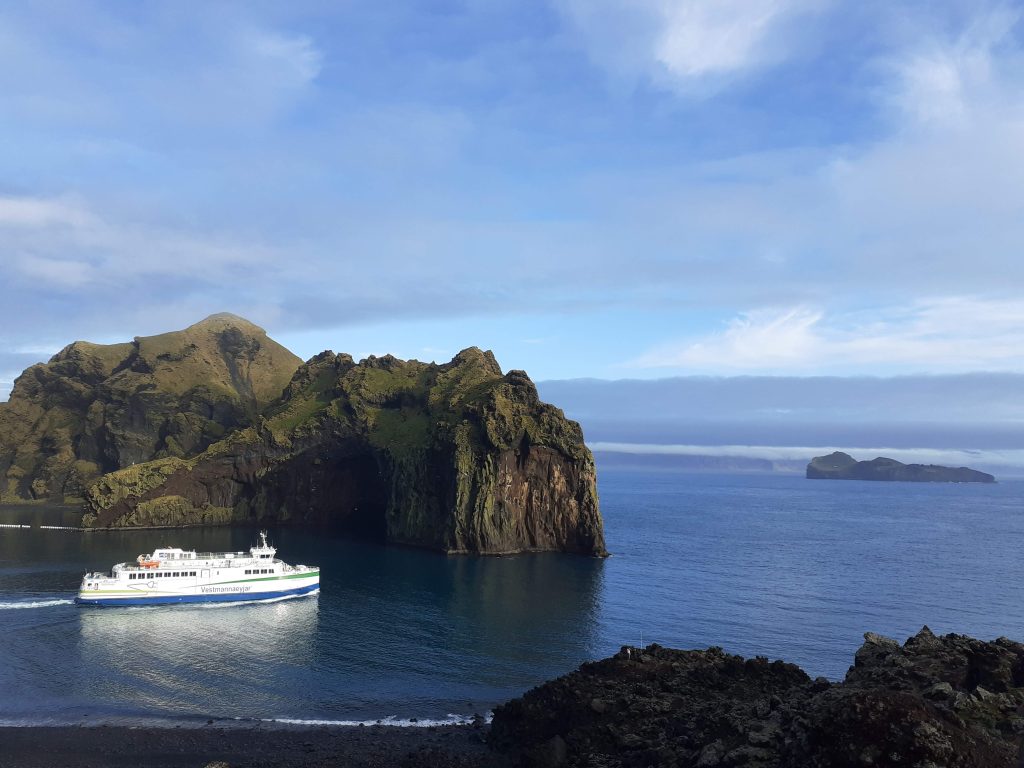 The ferry Herjólfur sailing out from Westman Islands