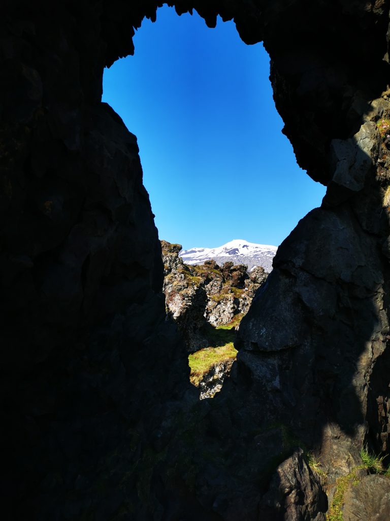 Snæfellsjökull from the "frame" by Djúpalón