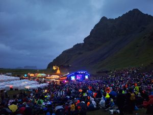 A music act on stage at þjóðhátíð