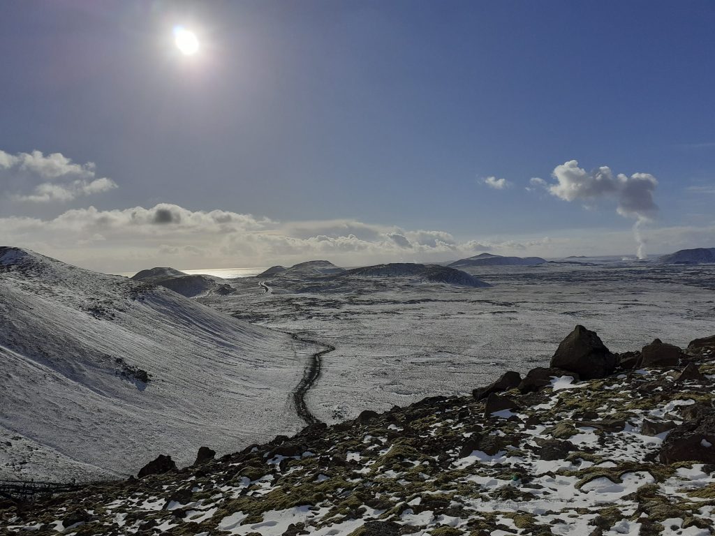 Hiking route to the volcanic eruption in Fagradalsfjall in 2021